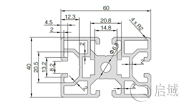 QY-8-4060欧标铝型材图纸