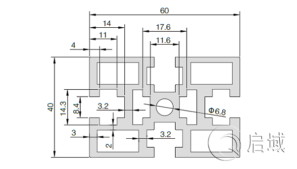 QY-8-4060G国标铝型材图纸