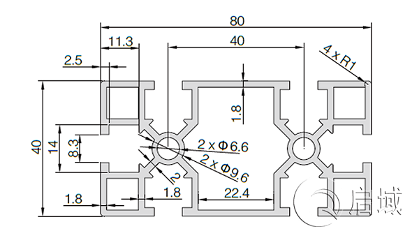 QY-8-4080GA铝型材图纸