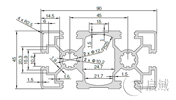 QY-10-4590A铝型材图纸