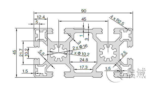 QY-10-4590W铝型材图纸