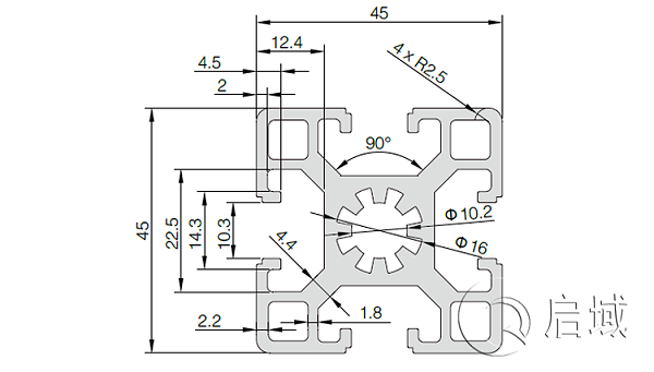 QY-10-4545D铝型材图纸