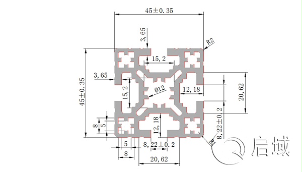 铝型材QY-10-4545E图纸