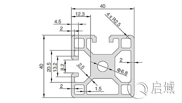 QY-8-4040H铝型材图纸