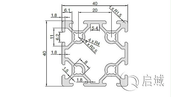 QY-6-4040S铝型材图纸
