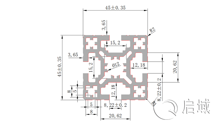 铝型材QY-10-4545E图纸