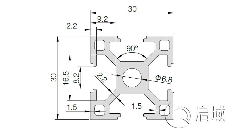 QY-8-3030A铝型材图纸