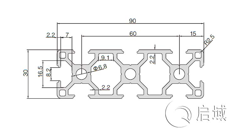 QY-8-3090铝型材图纸